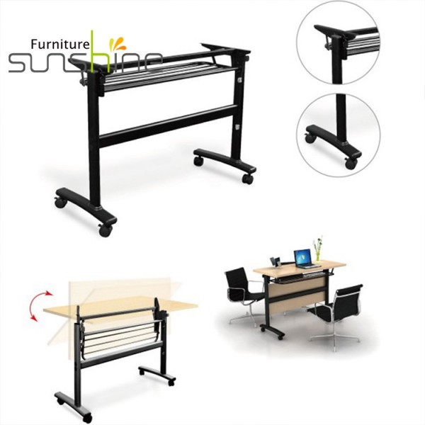 Moderna estrutura de mesa de aço dobrável para home office conferência estruturas de mesa escolar para treinamento