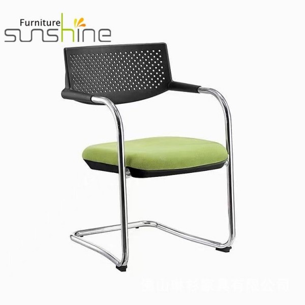 New Design Modern Metal Dining Chair Upholstered Plastic Backrest Dining Armchair