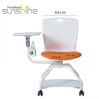 Popular Style Student Chair Plastic Movable Training Chair With Writing Table And Cup Holder