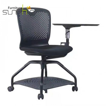 School Office Plastic Training Chair Adjustable Movable Pp Plastic Student Chair With Writing Pad