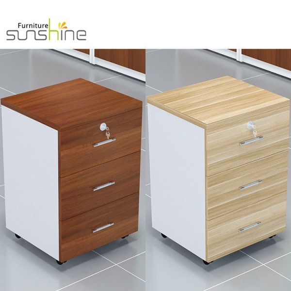 Armoire de classement mobile en bois en métal de meubles de bureau de piédestal de vente chaude avec le tiroir 3 tiroirs