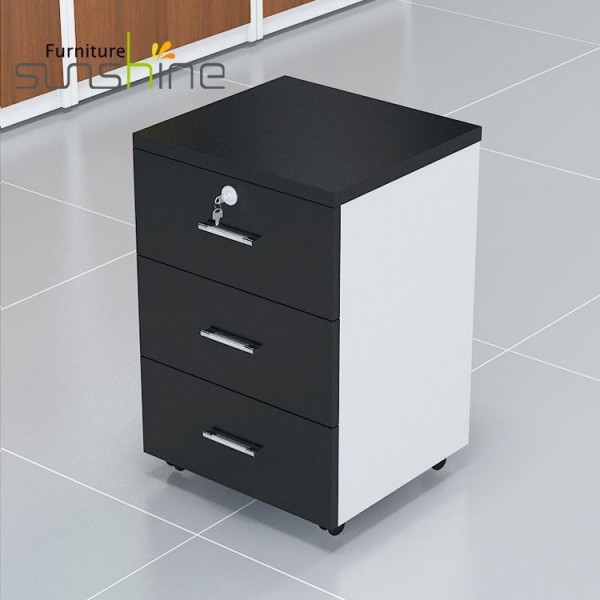 Hot Sale Mobile Pedestal Office Furniture Metal Wooden Movable Filing Cabinet With Drawer 3 Drawer