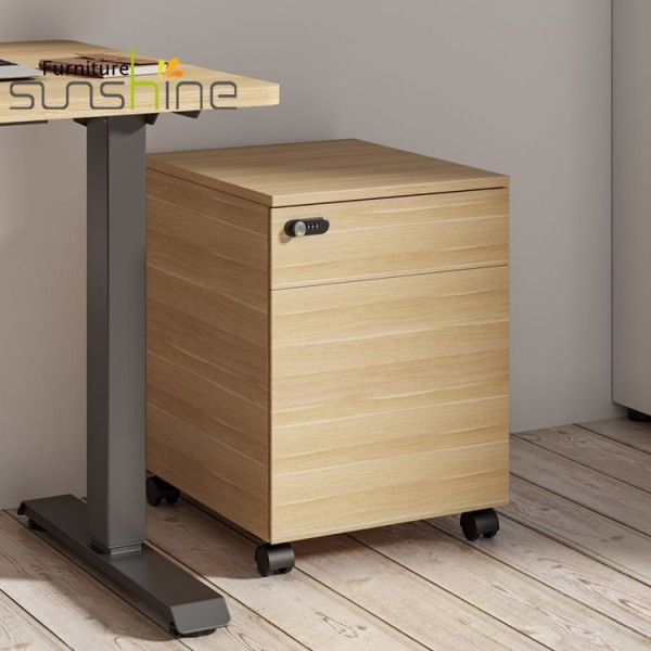 Wooden Office Furniture Movable File Cabinet 3 Drawer For Steel Storage Cabinets With Wheels