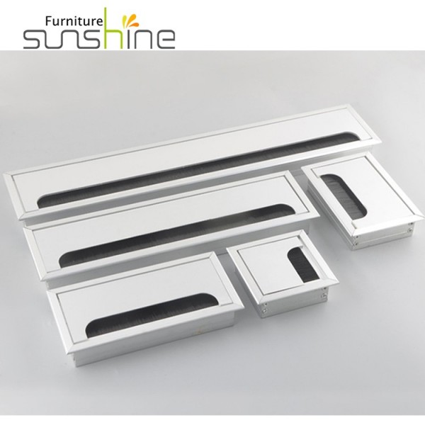 Sunshine White Black Soft Closing Cable Hole Cover Desk Grommet Rectangular Desk Grommet With Brush