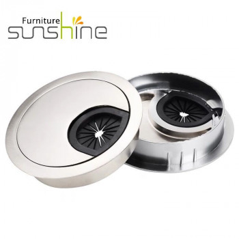 ในสต็อก 50/53/60/80mm รอบโต๊ะโลหะผสมสังกะสีสาย Grommet ซาตินนิกเกิล Grommets โต๊ะโลหะ