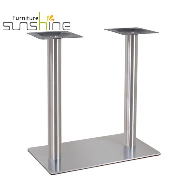 Brushed Stainless Steel Industrial Table Legs Cross Metal Table Base Double Column Table Frame