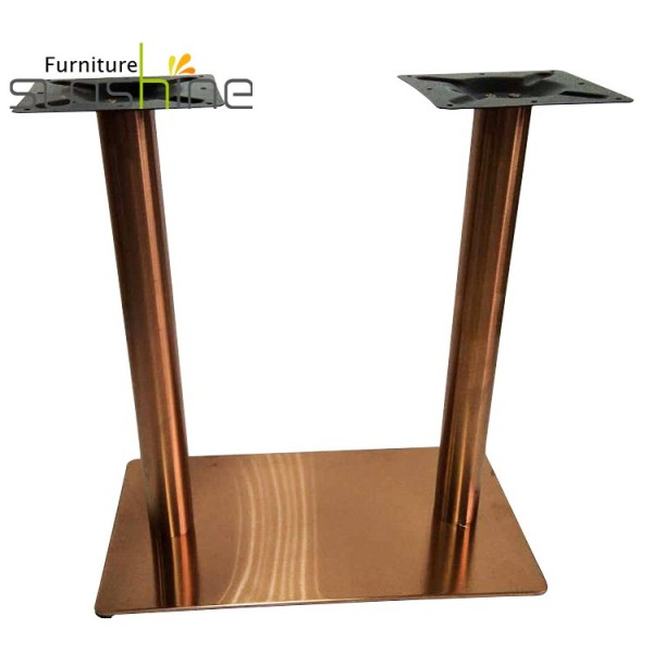 Cross Metal Pedestal Dining Table Base Rose Gold Steel Table Legs For Marble Tables Wholesale