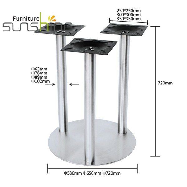 Jambe en métal de cadre en métal de table ronde de panneau de table de meubles d'acier inoxydable de la fonte 304 moderne