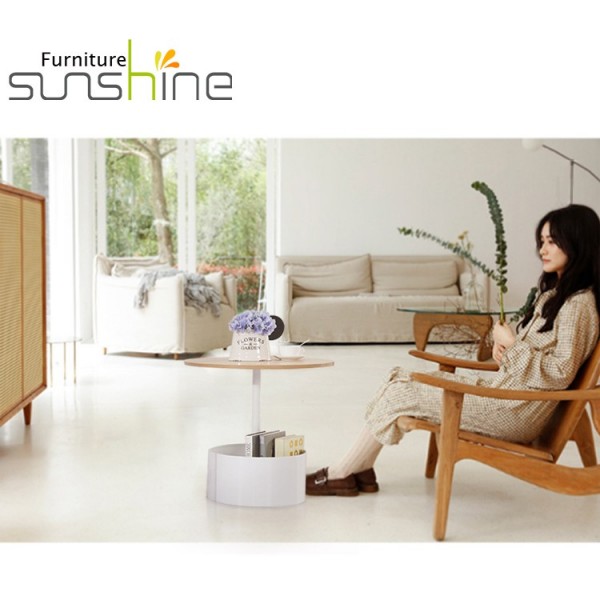 Sunshine Furniture Storage Coffee Side Table Modern Nordic Coffee Table With Fabric Storage Basket
