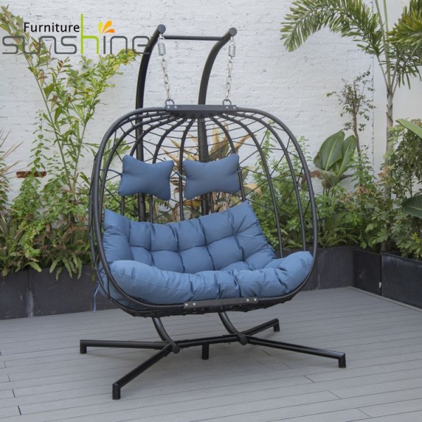 In Stock Outdoor Double Seat Swing Chair Garden Patio For Adult Double Stand Swing Pork