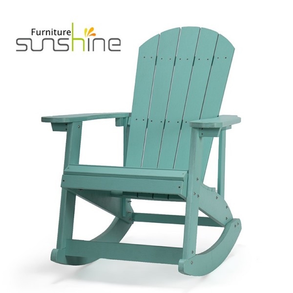 Silla mecedora para exteriores, plástico reciclado ambiental, madera, color azul cielo, silla Adirondack HDPE