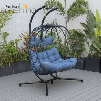 Sunshine Pátio Móveis Conjuntos de Jardim Rattan Cadeira de Balanço Dupla Cadeira de Cesta Pendurada