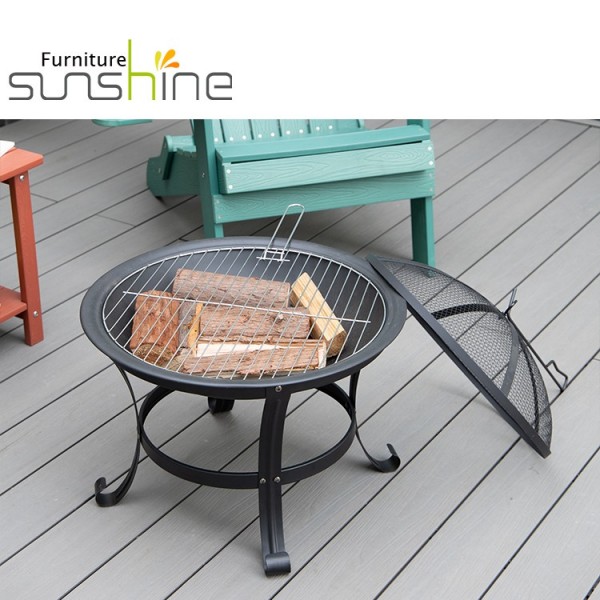 Outdoor Patio Furniture 22 Inch Fireplace Steel Metal Fire Pit Dengan Grill Untuk Berkemah