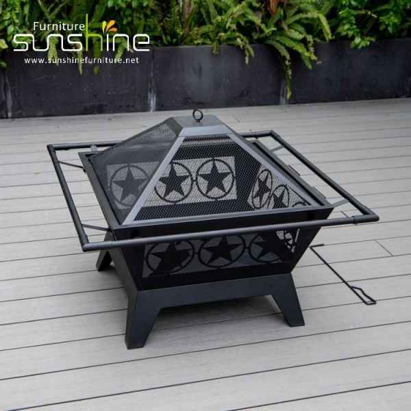 Garden Backyard Metal Steel Bbq Grill Barbecue Fire Pit Camping Fire Pit With Mesh Lid