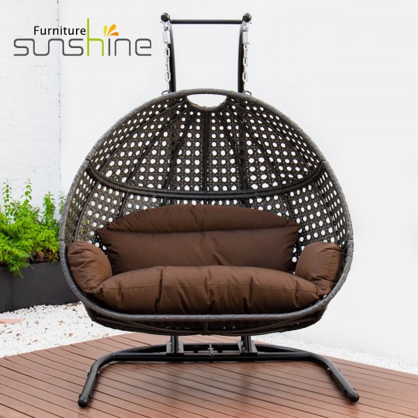 Macrame Outdoor Wicker Patio Swing Chair & Indoor Home Wrought Love Pod Swing