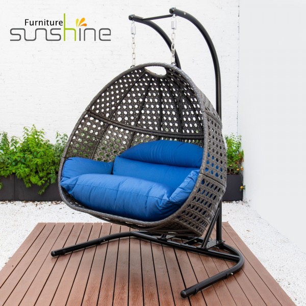 Sunshine, silla columpio para Patio exterior de alta calidad, silla columpio de ratán, cesta colgante con soporte