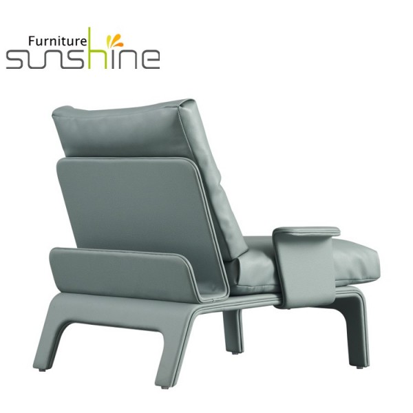 Modern Fashion Recliner Leisure Chair Vintage Green Metal Leg Frame Leather Sofa Seat Armchair