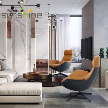 Sofá de cuero individual con forma ovalada cómoda, silla para sala de estar, muebles para el hogar, silla para restaurante