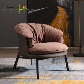 Ghế phòng khách thoải mái Ghế phòng ngủ bằng vải Ghế sofa khung kim loại rắn