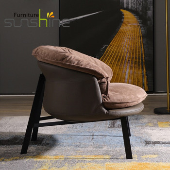 Ghế phòng khách thoải mái Ghế phòng ngủ bằng vải Ghế sofa khung kim loại rắn