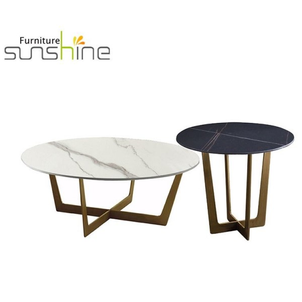 Modern Round Coffee Table Set Minimalist Design Slate Granite Coffee Table Set For Living Room