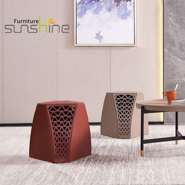 Creative Storage Stool Simple Hollow Design Leather Stool With Storage