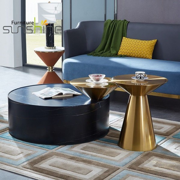 Modern Round Nesting Round Side Table Metal Center Table Stainless Steel Gold Small Center Table