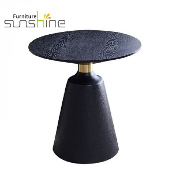 Modern Simple Curved Wood Side Table Round Black Ash Coffee Table