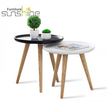 Table à thé fantaisie de jardin en bois de frêne de Style nordique de nouvelle conception avec des pieds en bois de frêne de dessus de bureau en Mdf