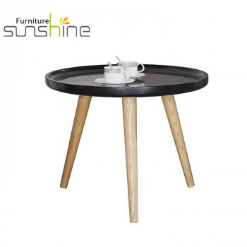 Nouveau produit Table d'appoint basse en bois massif Mdf Table d'appoint ronde à trois pieds