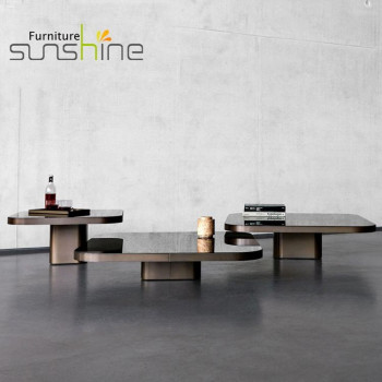 Apartment Set Tempered Glass Coffee Table Stainless Steel Base Glass Coffee Table Set End Table
