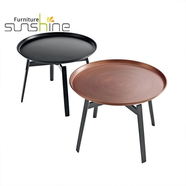 現代コーヒー テーブルの大理石の石造りのコーナー テーブル セットの赤ワインの円形の金属の側面のテーブル