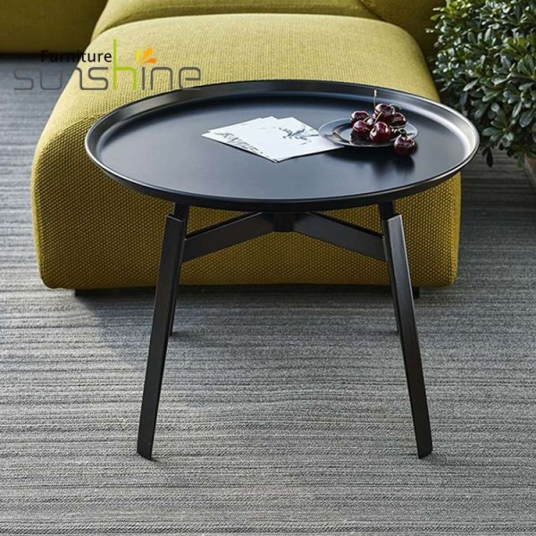 Perabot Ruang Keluarga Minimalis Vintage Steel Side Stool Table Round Metal Coffee Table