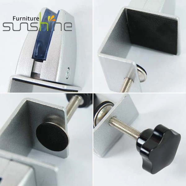 Sunshine Office Screen Glass Partition Bracket Clamp Aluminum Alloy Silver Desk Metal Clamp