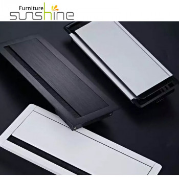อลูมิเนียมอัลลอยด์โต๊ะโลหะสายเคเบิล Grommet รูปทรงสี่เหลี่ยมกล่องจัดการสายเคเบิลสำหรับโต๊ะคอมพิวเตอร์