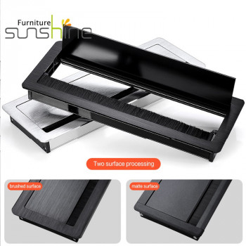 Quincaillerie de mobilier de bureau Bureau d'ordinateur en aluminium Passe-fil de câble Couvre Passe-fil de brosse