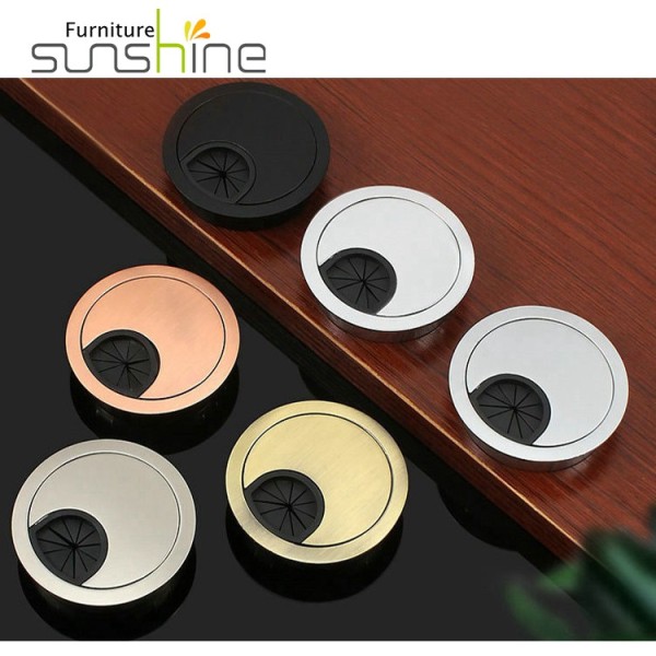 Zinc Alloy Hold Cap Cable Grommet Desk Use Round Cable Hole Cover With Brush