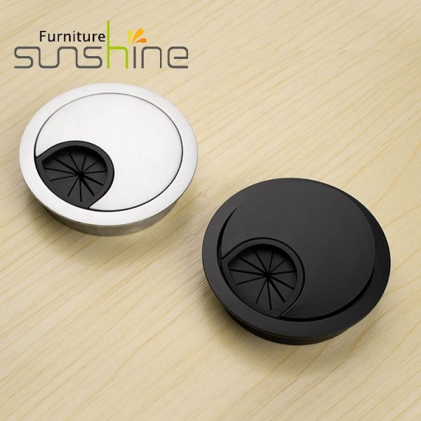 Sunshine Office Furniture Hardware Round Alloy Custom Cable Hole Cover For Computer Desk
