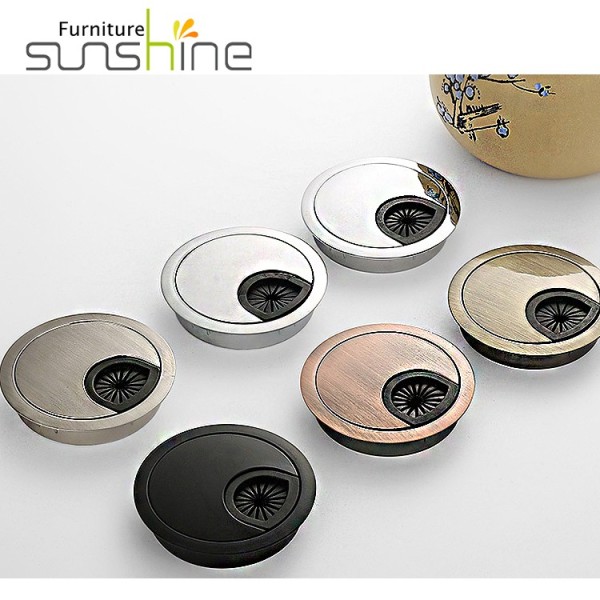 Sunshine Office Furniture Hardware Round Alloy Custom Cable Hole Cover per Computer Desk