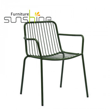 Muebles de exterior nórdicos, sillón de café de Metal y mesa de centro de balcón con respaldo