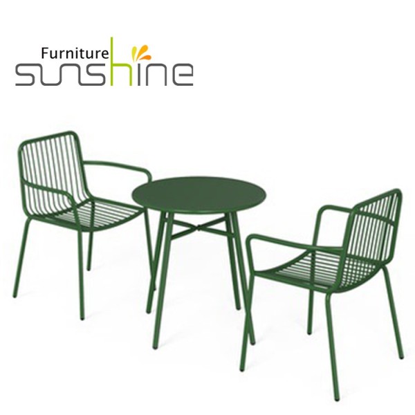 Wrought Iron Furniture Best Selling Green Chair Courtyard Metal Iron Dining Table And Dining Chair