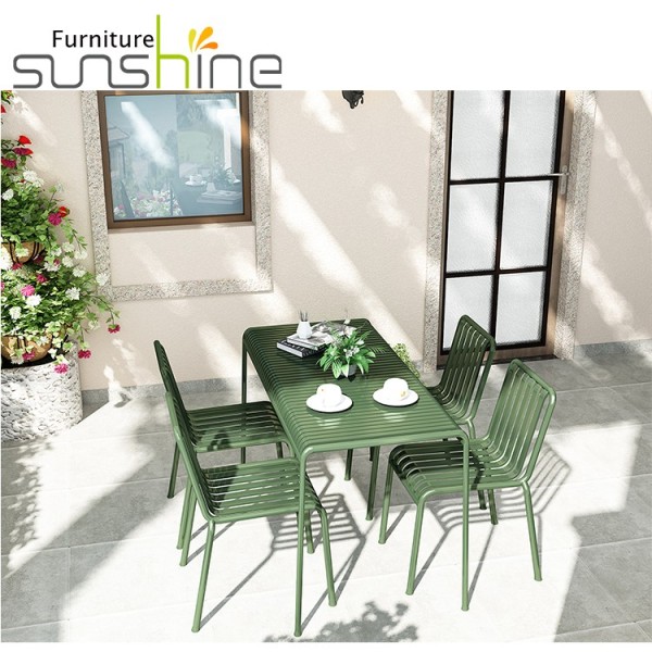 Modern Stylish Design Green Garden Chair Use For Patio Waterproof Furniture Outdoor Dining Table