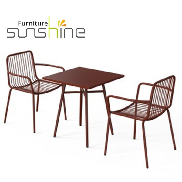 Modern Stackable Metal Frame Chair Iron Wire Chair For Outdoor Dining Table And Chairs