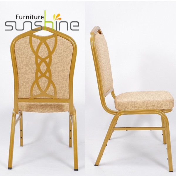 Sillas de banquete al por mayor de Guangzhou, sillas personalizadas para eventos de boda de tubo de aluminio/acero dorado