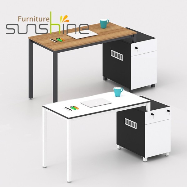 Eenvoudige stijl Wit/houten Dual 2 Person Workstation Office Open paneel werkstation