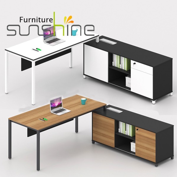 Eenvoudige stijl Wit/houten Dual 2 Person Workstation Office Open paneel werkstation