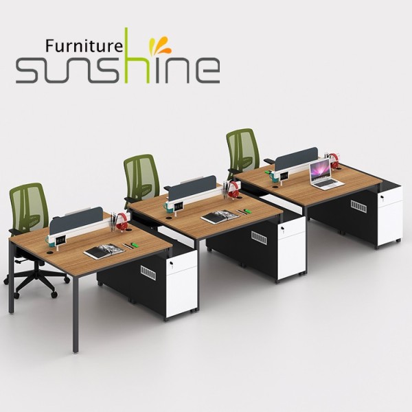 Wooden Conference Office Chair Open Office Modular Workstation Desk For 6 Person