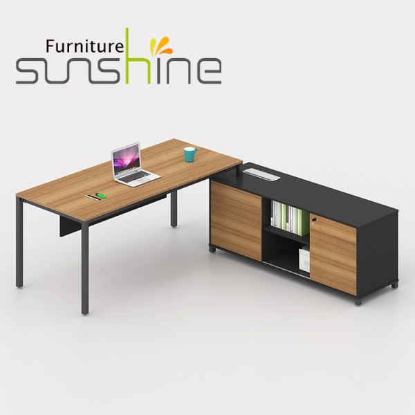 Sunshine Office Workstation Desk Furniture Extendable L-shaped Office Desk With Storage Cabinet