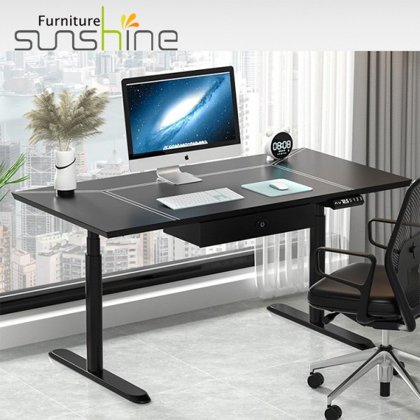 Modern Office Desk Black Sit Stand Office Electric Height Adjustable Computer Rising Desk