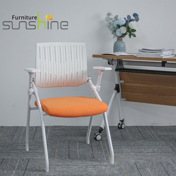Cadeira de conferência de escritório multifuncional cadeira de treinamento dobrável de plástico com mesa para destros
